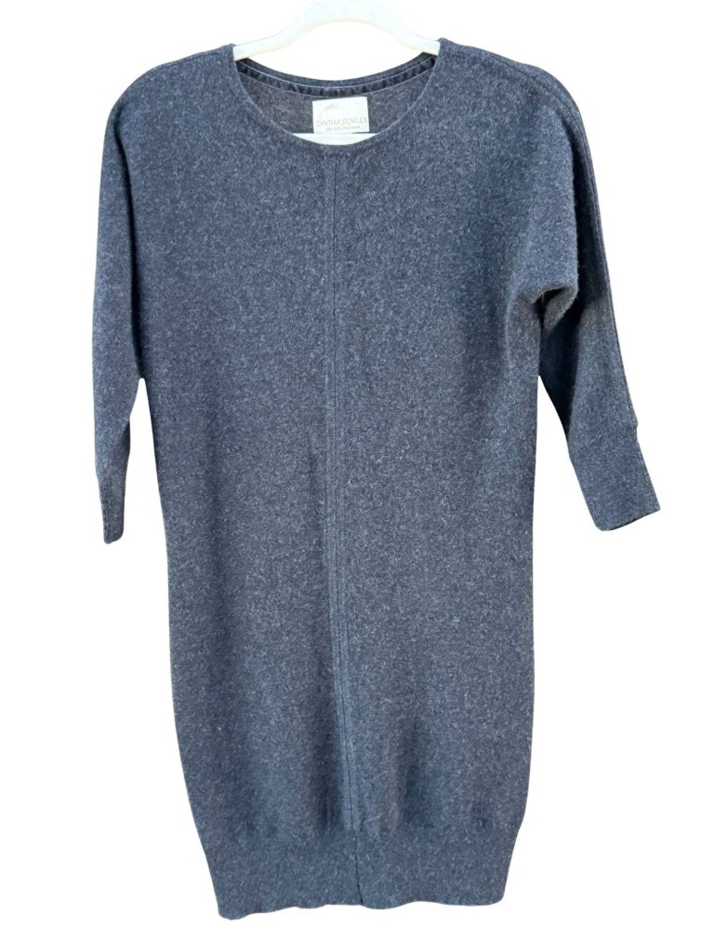Cynthia Rowley 100% Cashmere Sweater Dress XS Charcoal Gray 2-Ply 3/4 Sleeve